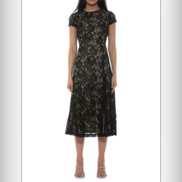 Alexia Admor Dresses & Skirts - ALEXIA ADMOR Riley Black Lace Sheath silhouette Dress Cocktail Party S High Slit